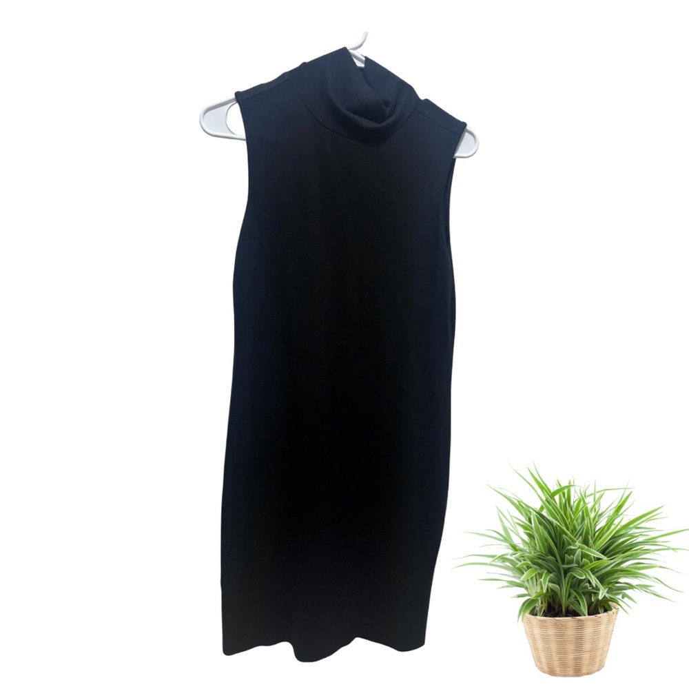 Black Sleeveless Turtleneck Dress